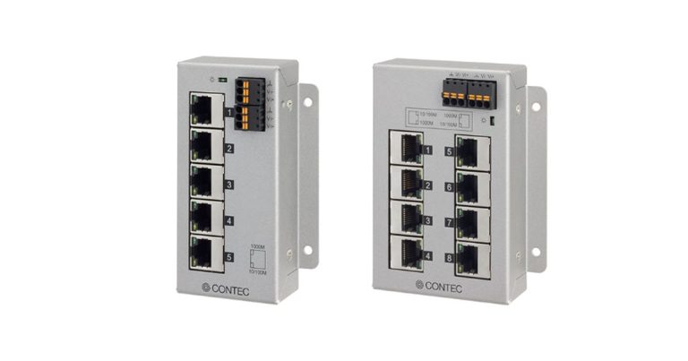 CONTEC: SH-9005FT and SH-9008FT Industrial Switching Hubs with a Flat Design and Dual Power Supply Support