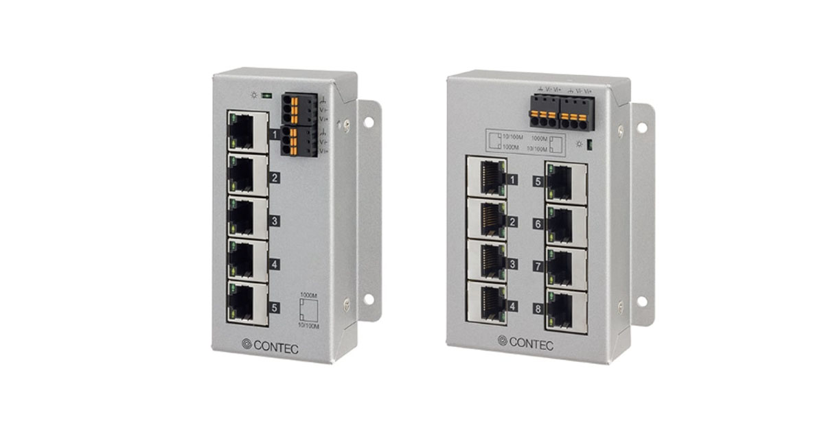 CONTEC: SH-9005FT and SH-9008FT Industrial Switching Hubs with a Flat Design and Dual Power Supply Support