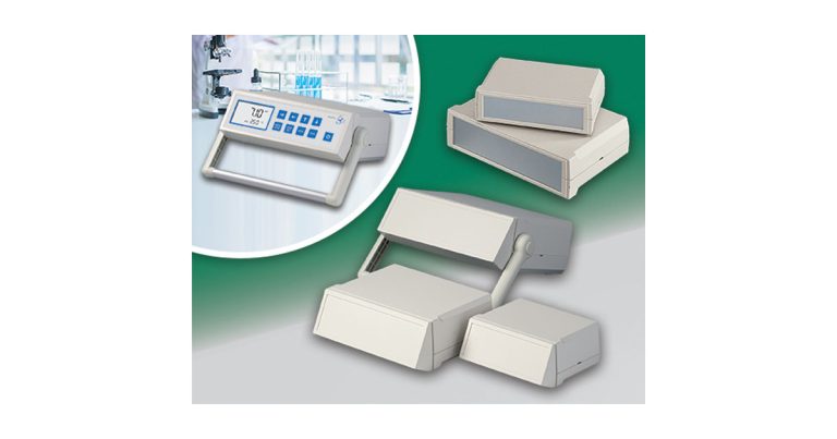 OKW Enclosures: Stylish MOTEC Desktop Enclosures Now with Bail Arm and Sloping Front Panel