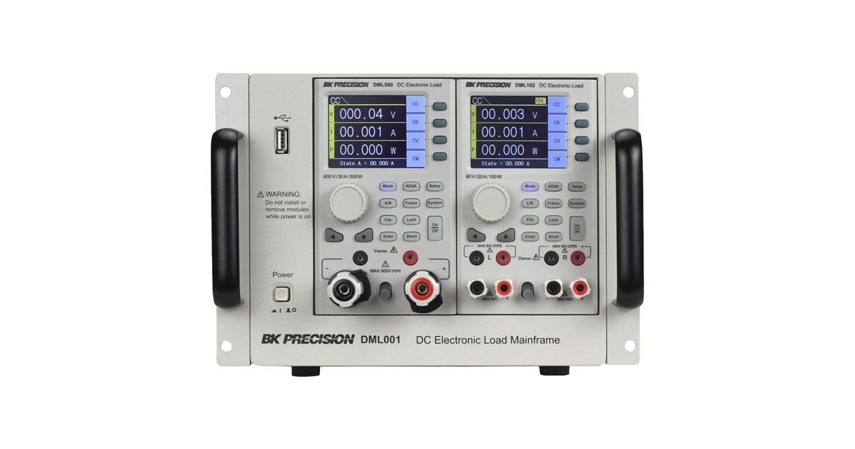 B&K Precision: DML Series Two-Slot Programmable DC Electronic Load Mainframe B&K Precision: DML Series Two-Slot Programmable DC Electronic Load Mainframe